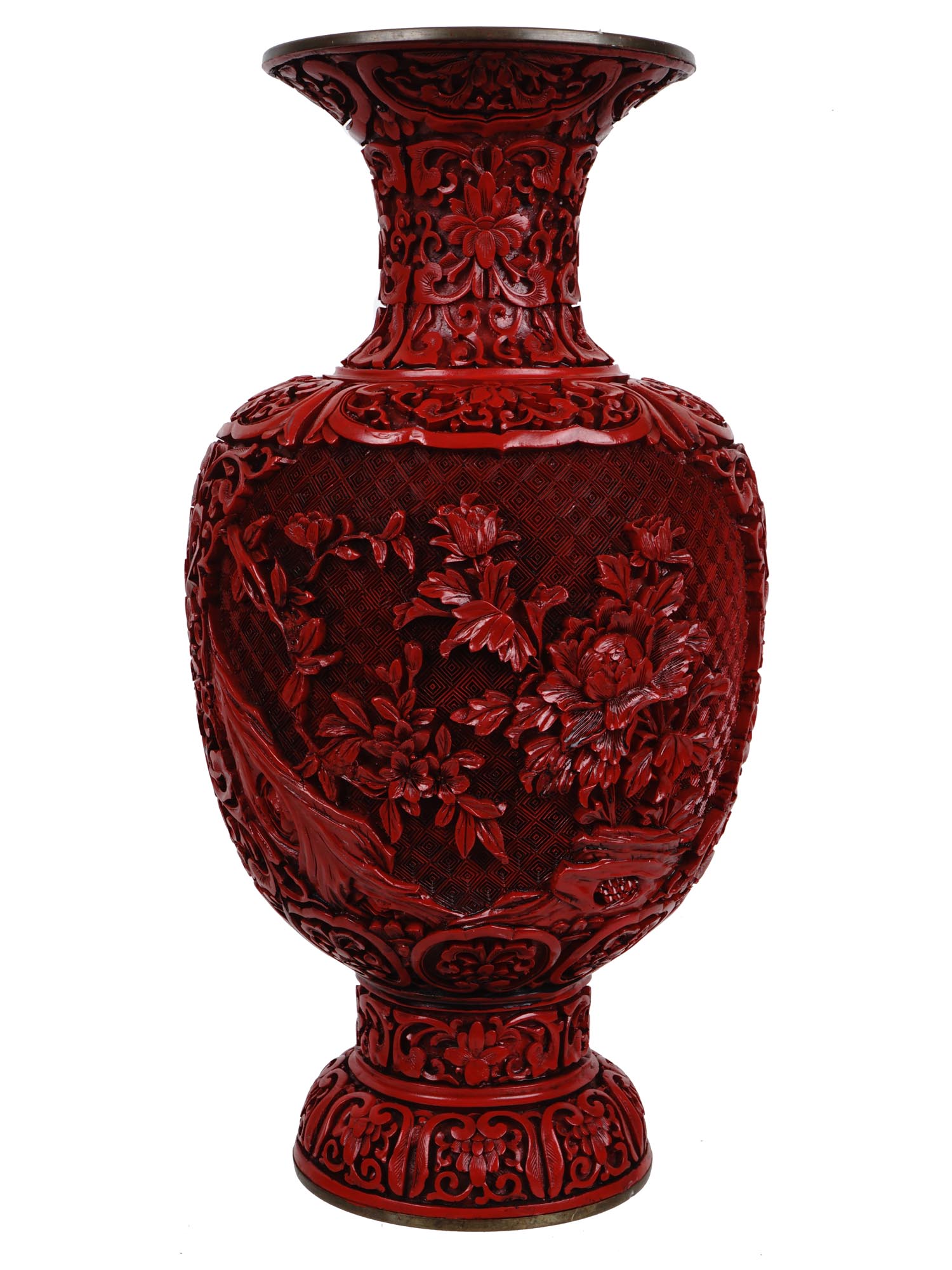 ANTIQUE CHINESE CINNABAR LACQUER VASE PIC-0